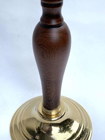 Preview: KERZENSTÄNDER MESSING- HOLZ KERZENLEUCHTER 3 ARMIG GOLD 31cm MASSIV MADE IN ITALY