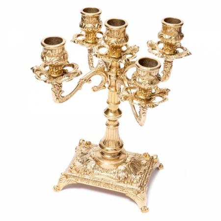 Kaminuhr Messing +2 Kerzenständer 5 flammig Tischuhr Gold Antik Kaminset  MADE IN ITALY