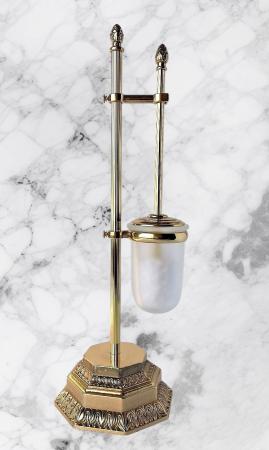 Messing Gold Stand wc Garnitur 58 cmToilettenbürste Klopapierhalter Bürste poliertes Messing