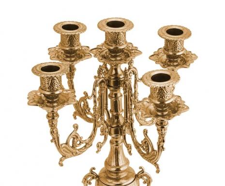 Kaminuhr mit 2 Kerzenständer 5 armig aus Messing Standuhr  MADE IN ITALY