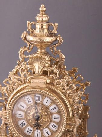 Kaminuhr mit 2 Kerzenständer 5 armig aus Messing Standuhr  MADE IN ITALY