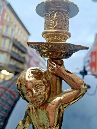 2 x Kerzenleuchter Messing Kerzenständer Gold Kerzenhalter 28 cm Tischdeko