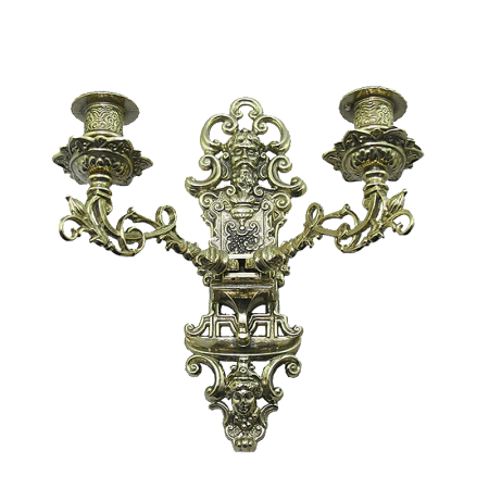 Wandkerzenhalter 2 Armig Wandkerzenleuchter antik gold mehrarmig Klavierleuchter schwenkbar Barockstil 82262 MADE IN ITALY