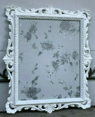 Antik Bilderrahmen Weiß mit Glas Barock Fotorahmen , Rahmen Photo Frame Jugendstil 43x37
