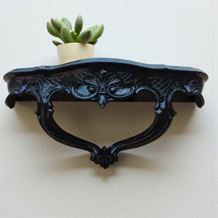 Barock Konsole, Wandkonsole,  Schwarz Spiegelkonsolen Antik, Wandregal,  Wandablage