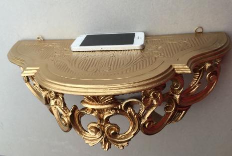 Wandkonsole ,Telefontisch,40x17 cm Spiegelkonsole, Antik , Wandregal, Wanddeko Hängeregale Gold CP74 Gold