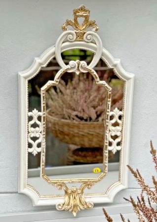 Barock Wandspiegel Elfenbein-Gold Prunk Spiegel Antik Rokoko Badspiegel klassisch 59x32cm WANDDEKO C456 Elfenbein Gold