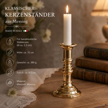 Kerzenständer Messing Höhe 14 cm Kerzenleuchter Massiv Gastronomie Tisch