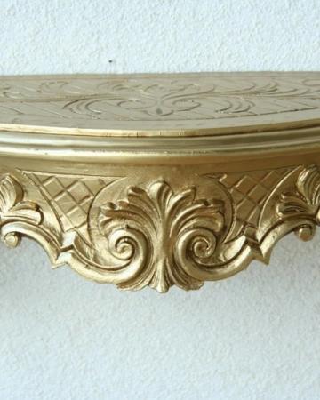 Wandkonsole Hängekonsole Antik Wandregal Barock gold B:49 cm x T:13 cm x H:21cm Spiegelablage Spiegelwandkonsole Cp51