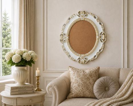 Preview: Bilderrahmen Antik Oval Gold Barock Fotorahmen 45X37 Rahmen ohne Glas 24x30 Ovaler Rahmen Ohne Glas