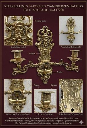 Wandkerzenhalter 2 Armig Wandkerzenleuchter antik gold mehrarmig Klavierleuchter schwenkbar Barockstil 82262 MADE IN ITALY
