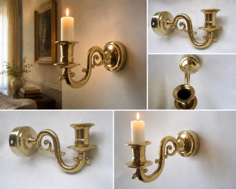 Preview: Eleganter Wandkerzenhalter aus Messing – Italienischer Stilklassiker
