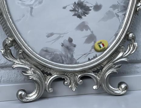 Preview: Bilderrahmen Barock Altsilber Oval Antik Ornamente 43x27 Bilderrahmen Fotorahmen Fransözischer Stil Retro Oval  C531
