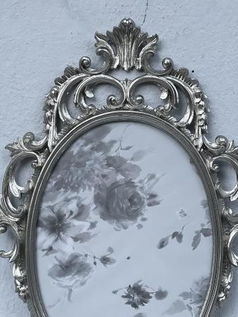 Preview: Bilderrahmen Barock Altsilber Oval Antik Ornamente 43x27 Bilderrahmen Fotorahmen Fransözischer Stil Retro Oval  C531