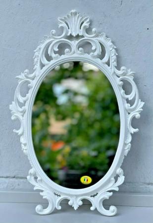 Preview: Bilderrahmen Barock Antik Weiß Oval 43x27 Bilderrahmen Shabby Fotorahmen 26x18cm Ornamente Rahmen Prunkrtahmen C531