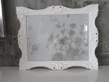 Preview: Bilderrahmen Weiß 30x24 Barock Hochzeitsrahmen 24x18cm Fotorahmen Photoframe Weiß C6E