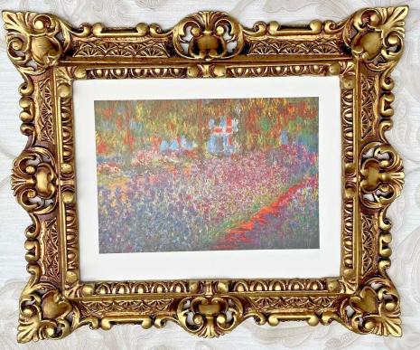 Gerahmtes Bild 45x38 Claude Monet Künstlergarten in Giverny wunderschöne Irises berühmte Bilder
