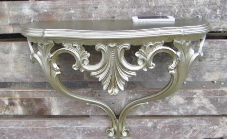 Wandkonsole Antik Silber Wandablage Blumenständer aus Italien in Rokoko Barock Stil 56x46x15cm