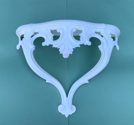 Preview: Wandkonsole Weiß Italienisches Blumenregal Barock Stil  Handgefertigt Wandablage