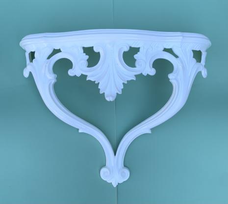 Preview: Wandkonsole Weiß Italienisches Blumenregal Barock Stil  Handgefertigt Wandablage