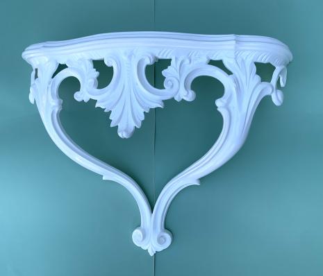 Preview: Wandkonsole Weiß Italienisches Blumenregal Barock Stil  Handgefertigt Wandablage