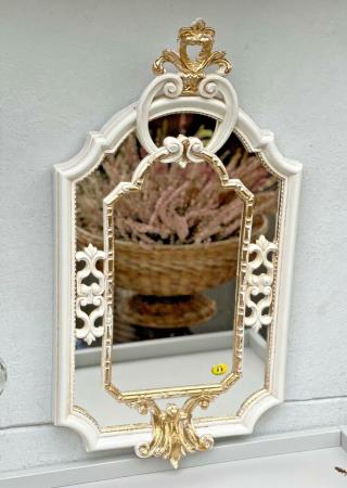 Barock Wandspiegel Elfenbein-Gold Prunk Spiegel Antik Rokoko Badspiegel klassisch 59x32cm WANDDEKO C456 Elfenbein Gold