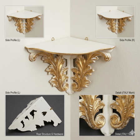 Barock Eckkonsole „Firenze Elfenbein– Handgefertigte Wandkonsole aus Italien Klassischer Barock- & Rokoko-Stil