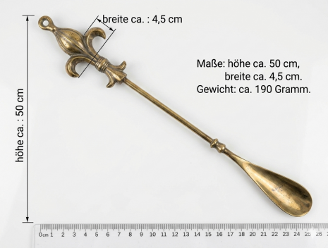 Preview: Luxus Schuhlöffel Schuhanzieher Messing Gold 50 cm edel hochwertig Antik