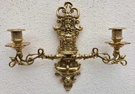 Wandkerzenhalter 2 Armig Wandkerzenleuchter antik gold mehrarmig Klavierleuchter schwenkbar Barockstil 82262 MADE IN ITALY