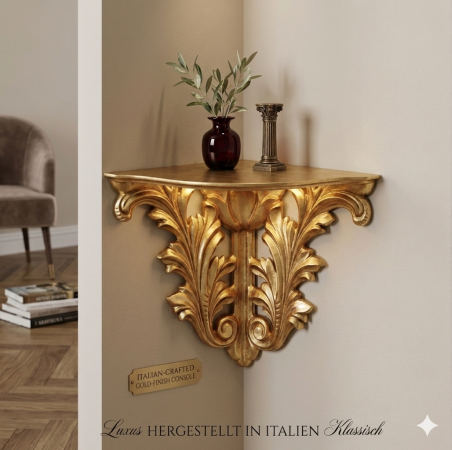 Barock Eckkonsole „Firenze Elfenbein– Handgefertigte Wandkonsole aus Italien Klassischer Barock- & Rokoko-Stil