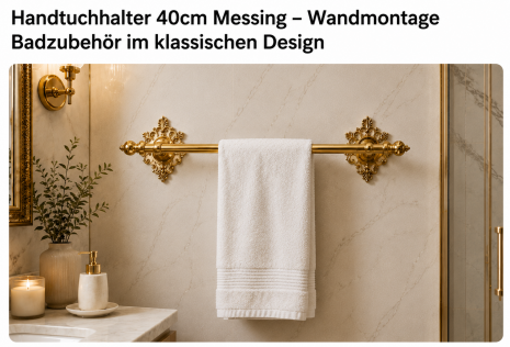 Badaccessoires Luxus Handtuchhalter im Barock-Stil – Messing Gold mit Sternen-Ornamanten 40 cm