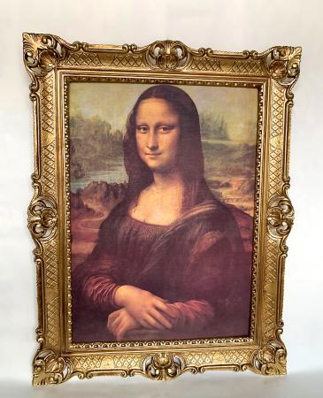 Gemälde Mona Lisa von Leonardo da Vinci barock 90x70 Bild mit Rahmen Gold Antik Gerahmte Gemälde