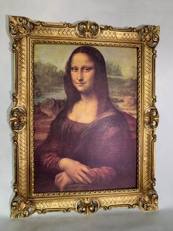 Gemälde Mona Lisa von Leonardo da Vinci barock 90x70 Bild mit Rahmen Gold Antik Gerahmte Gemälde