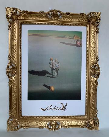 Bild mit Rahmen Gold 90x70cm Salvador Dali Gemälde 50x70 Wandbild Barock Antik Pferd