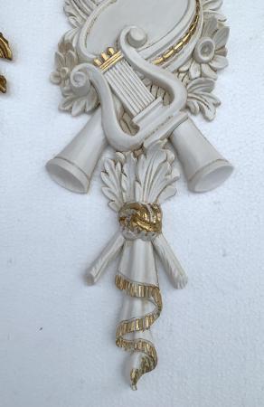 Wanddeko ,Wandrelief Antik in Barockstil, Weiß-Gold, Wandbehang, Ornament, Türbogen , Spiegeldeko, Weihnachtsdeko, 60 x18