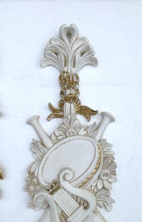 Wanddeko ,Wandrelief Antik in Barockstil, Weiß-Gold, Wandbehang, Ornament, Türbogen , Spiegeldeko, Weihnachtsdeko, 60 x18