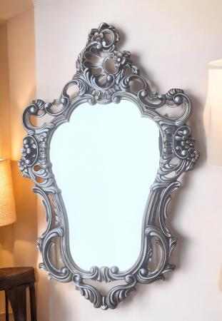 Barock Spiegel Wandspiegel Antik Silber 50x76cm Badspiegel Flurspiegel 3039