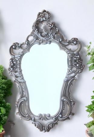 Barock Spiegel Wandspiegel Antik Silber 50x76cm Badspiegel Flurspiegel 3039