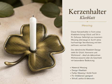 Kerzenständer Kleeblatt – Messing | Made in Italy