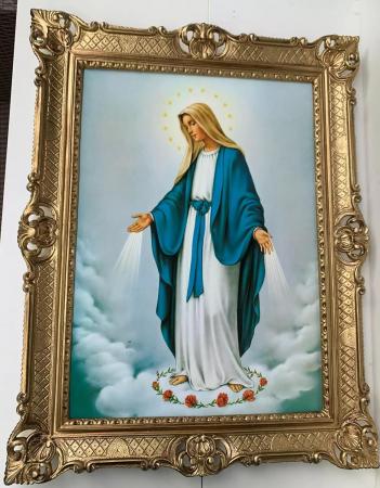 Preview: Gerahmte Gemälde Heilige Mutter Maria Lourdes 90x70cm Madonna Jungfrau Maria Bild Katholische spirituelle Renaissance Bilder ikone