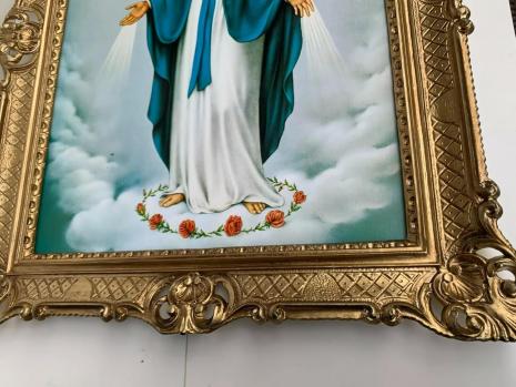 Preview: Gerahmte Gemälde Heilige Mutter Maria Lourdes 90x70cm Madonna Jungfrau Maria Bild Katholische spirituelle Renaissance Bilder ikone