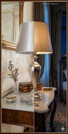 Preview: Tischleuchte lampe Kastanienholz Tischleuchte  Nachttischlampe , Tischlampe 73 cm Silber