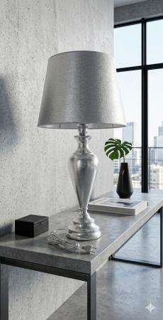 Preview: Tischleuchte lampe Kastanienholz Tischleuchte  Nachttischlampe , Tischlampe 73 cm Silber