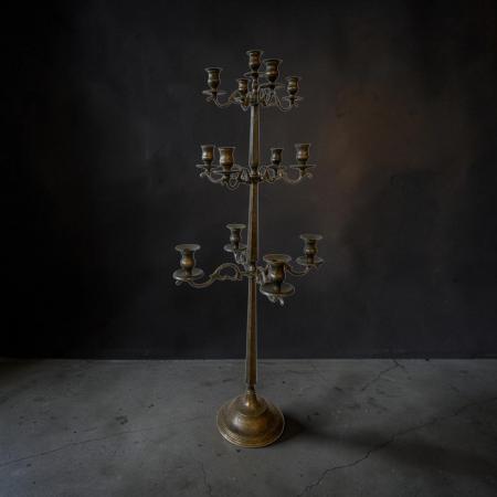Antiker Mehrarm-Kerzenständer aus Messing – 125 cm – Italienischer Stil, Eleganter Bodenkerzenhalter 13 Flammen