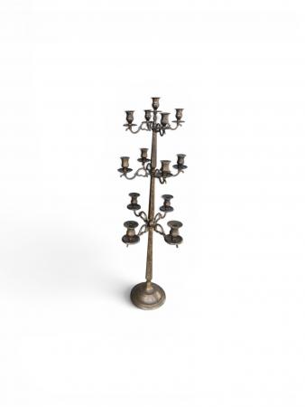 Antiker Mehrarm-Kerzenständer aus Messing – 125 cm – Italienischer Stil, Eleganter Bodenkerzenhalter 13 Flammen