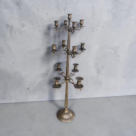 Antiker Mehrarm-Kerzenständer aus Messing – 125 cm – Italienischer Stil, Eleganter Bodenkerzenhalter 13 Flammen