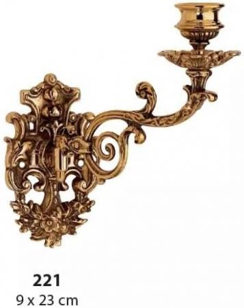 Wandkerzenhalter Barock Jugendstil Messing Gold 23cm Klavier- Wandleuchter SA221