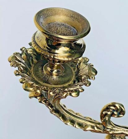 Wandkerzenhalter Barock Jugendstil Messing Gold 23cm Klavier- Wandleuchter SA221