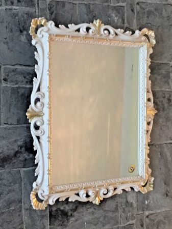 Wandspiegel Creme-Gold Ornamente Barockspiegel 43x37 Badspiegel Flurspiegel C532