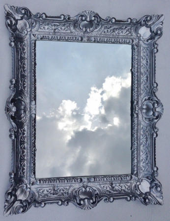 Bilderrahmen Silber barock 56x46 Fotorahmen Antik Rahmen Badspiegel Flurspiegel  30x40 mit Spiegel / Glas